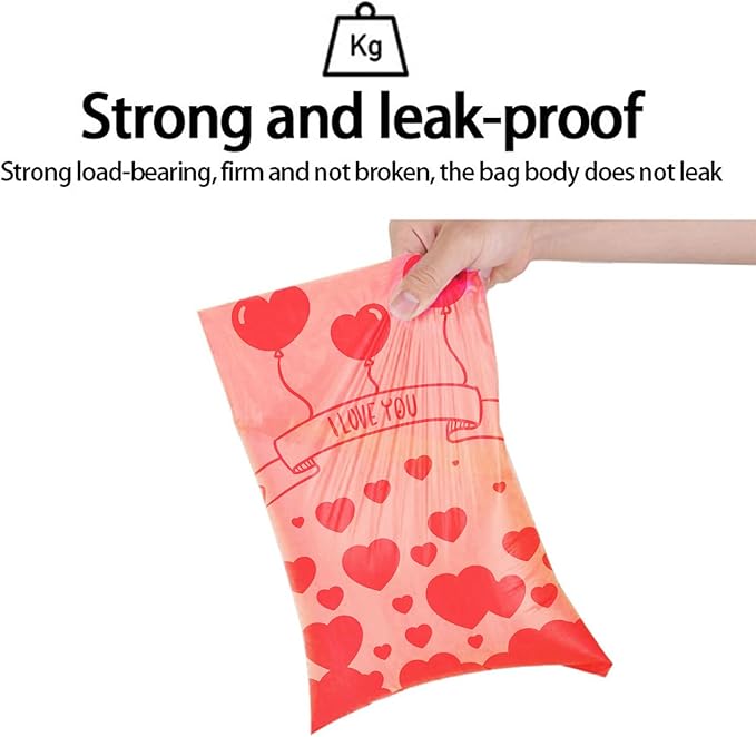 Dog Poop Bags Rolls, Rose Scent Biodegradable Red, Large 9x13 Inch With Dispenser, Leakproof & Easy Tear 240 Count (16 Rolls) for Outdoor Dog Walking