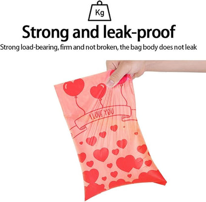 Dog Poop Bags Rolls, Rose Scent Biodegradable Red, Large 9x13 Inch With Dispenser, Leakproof & Easy Tear 240 Count (16 Rolls) for Outdoor Dog Walking