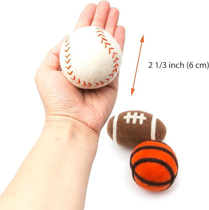 Glaciart One Felt Wool Balls for Dogs (3 Pcs)| Durable Dog Chew Toy, Puppy Chew Toys for Teething & Dog Teeth Cleaning | Pet Toys Fetch Games & for Anxiety/Boredom | Great for Small or Medium