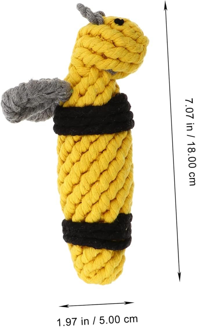 1pc Bee Pet Toy Dogman Toys Bee Toy Small Dog Chew Toys Dog Rope Toys Sound Dog Toys Puppy Toys Dog Teasing Toys Dog Training Toys Teasing Toys for Dogs Cotton Rope Yellow Knot