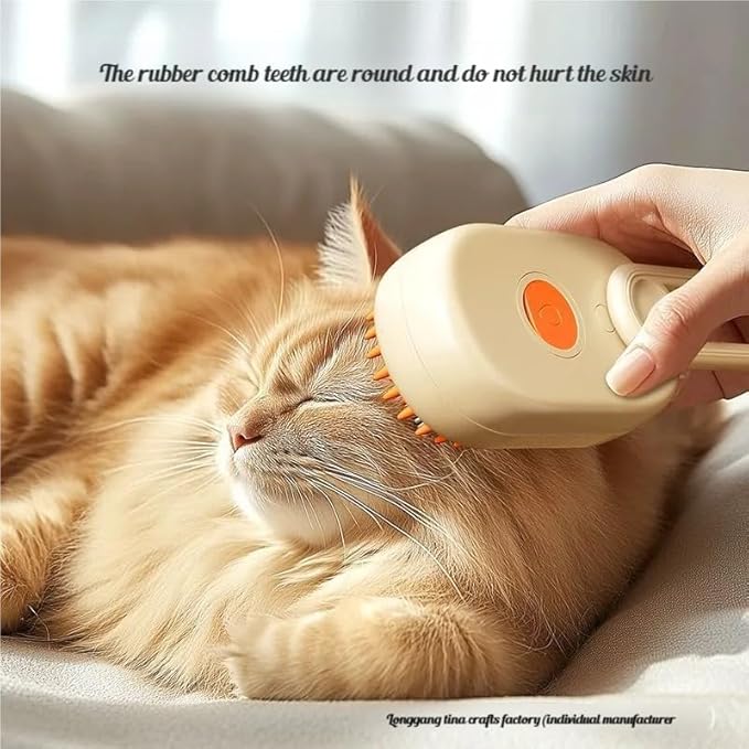 360° Rotating Cat Brush for Hair Removal and Grooming - Non-Slip ABSPet Hair Brush with Ergonomic Handle, Gentle Brushes for Cats, Dog & Small Animals (Khaki)
