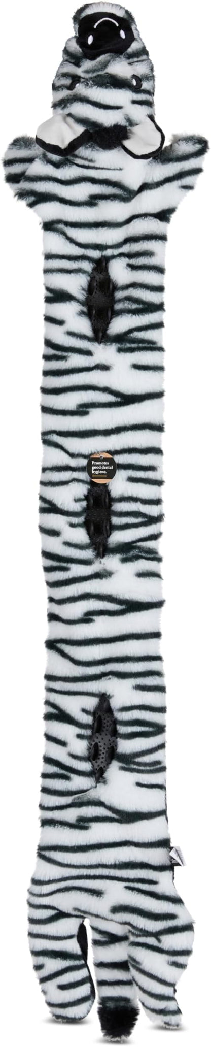 Smithsonian Longamals Zebra Plush Dog Toy – 40" Crinkle & Squeaky, Stuffing-Free Interactive Tug Toy for Medium & Large Dogs
