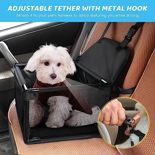 GENORTH Dog Car Seats for Small and Medium Dogs,Portable Puppy/Pet Car Booster Seat with Clip-On Leash and Mesh Window for Pet Up to 20 lbs - Image 3