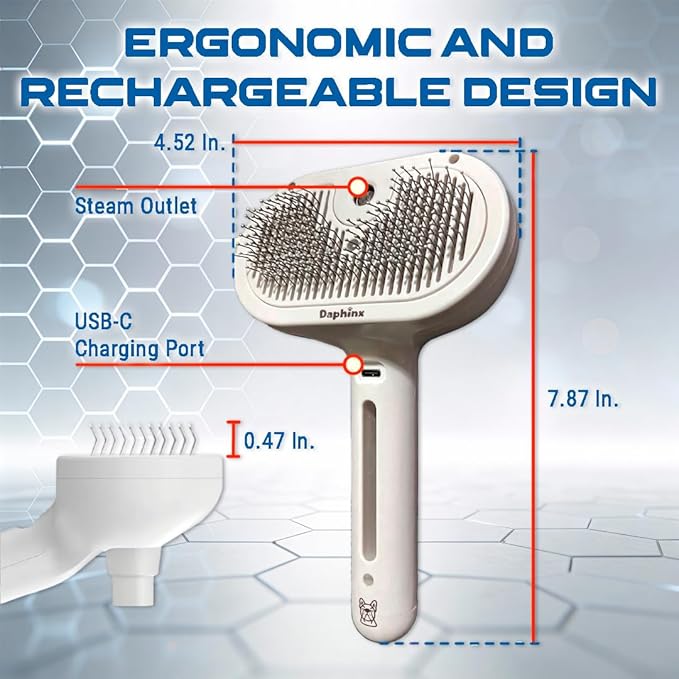 cat steam brush, misty defur comb, steamer hair brushes for indoor cats and other pets (Dogs, rabbit), groomer for shedding, massage, self-cleaning, anti-static, rechargeable grooming tool