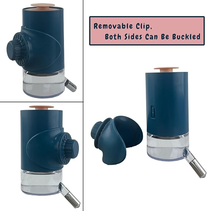No Drip Top Fill 17oz/ 500ml Water Bottle Hanging Cage Leakproof Water Dispenser, Crate Auto Water Feeder Feeding for Cats, Dogs, Bunnies, Chinchilla Small Animals (Blue)