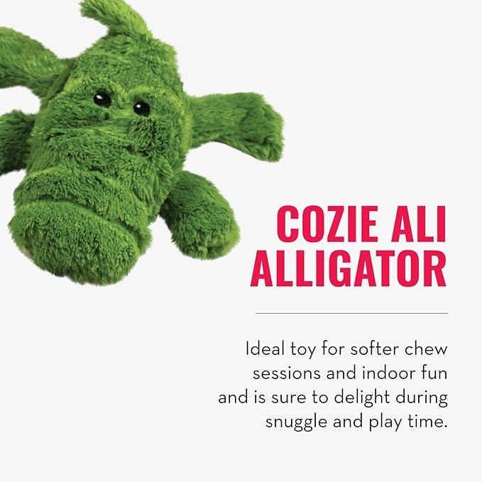 KONG Cozie Ali Alligator & SqueakAir Balls (3 Pack) - Dog Fetch & Chew Toys for Fun - Soft Toy Alligator for Indoor Play - Durable Dog Toy Balls for Outdoor Play - for Small Dogs