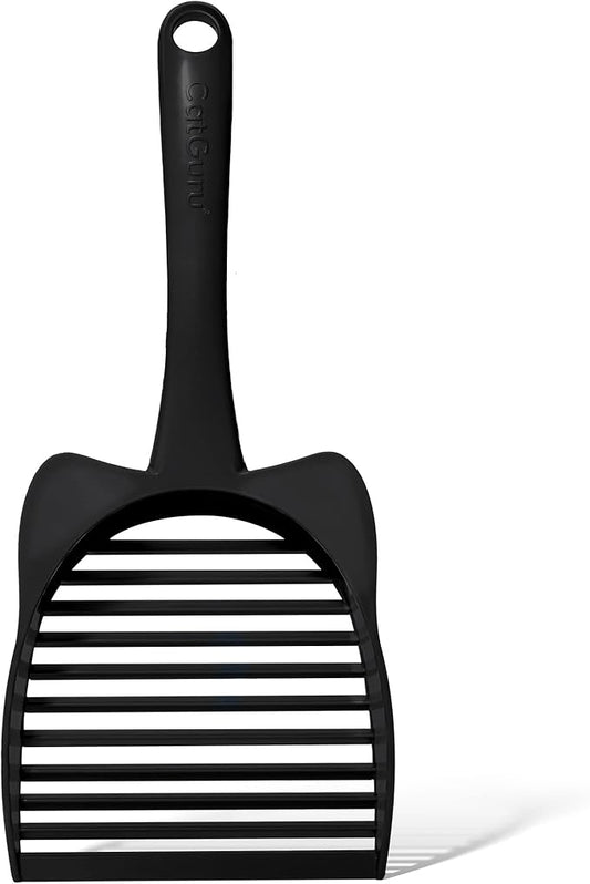 CatGuru Cat Litter Scoop, Jumbo Litter Scoop, Litter Scooper with Deep Shovel & Long Handle, Super Fast Sifter, Durable Kitty Litter Scoop, Cat Stuff, Kitten Supplies (Black)