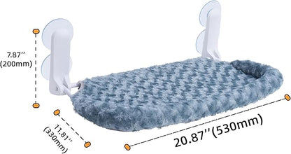 YUNIQUE Cat Window Perch with Cushion Rim, Upturned Edge Bracket, Portable Wall Hammock for Indoor Cat, Green