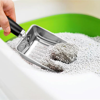 Cat Litter Scoop - Stainless Steel Metal Cat Litter Scoop-Kitty Metal Scooper-Sturdy Mesh Scooper - Mesh Shovel-Easy to Clean - Suitable for Cat Litter Box - Light Black