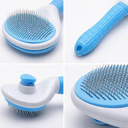 Self Cleaning Slicker Brush for Dogs Cats - One-Click Pet Grooming Tool, Removes Loose Undercoat & Tangles | Gentle Massaging Bristles for Long/Short Hair | Effective Deshedding