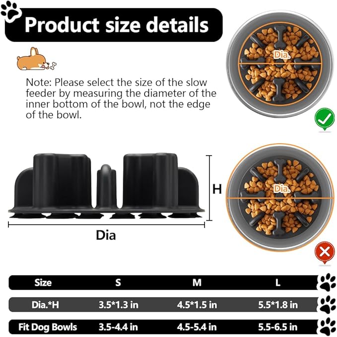 Soft Silicone Anti-Choking Puzzle Dog Bowl Insert, Anti-Slip Slow Eating Feeder for Regular Elevated Dog Bowls
