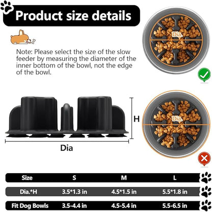Soft Silicone Anti-Choking Puzzle Slow Feeder Insert for Dogs, Compatible with Regular Elevated Dog Bowls