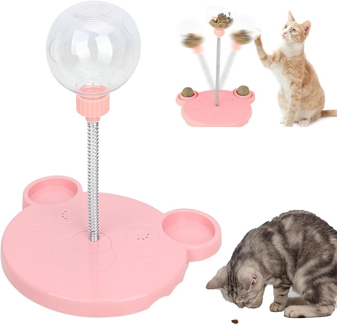Leaking Treats Ball Pet Feeder Toy, Pet Toy Treat Dispenser,Interactive Pet Toy,Slow Feeder,Funny Pet Leaking Ball Cat Dog Slow Feeders,Feeder for Cats & Dogs for Hunting Chasing and Exercise (Pink)