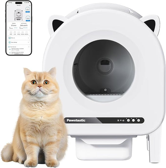 Self Cleaning Litter Box, Automatic Cat Litter Box for Multiple Cats, App Control with Safety Sensors, Removable Washable Liner,2 Rolls Garbage Bags
