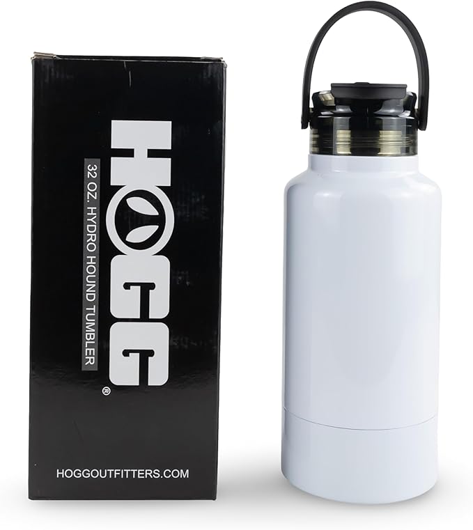 Hogg Hydro Hound, Sublimation Dog Water Bottle Bowl, Insulated Dog Water Bottle, 32 oz Insulated Stainless Steel Tumbler for Pets, Sublimation Pet Bowls - White