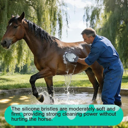 Pet Hair Removal Glove for Horses, 2-in-1 Double-Sided Pet Grooming Glove, Silicone Horse Hair Remover/Shower Grooming Brush to Prevent Electrostatic for Dogs and Cats (Standard Size)