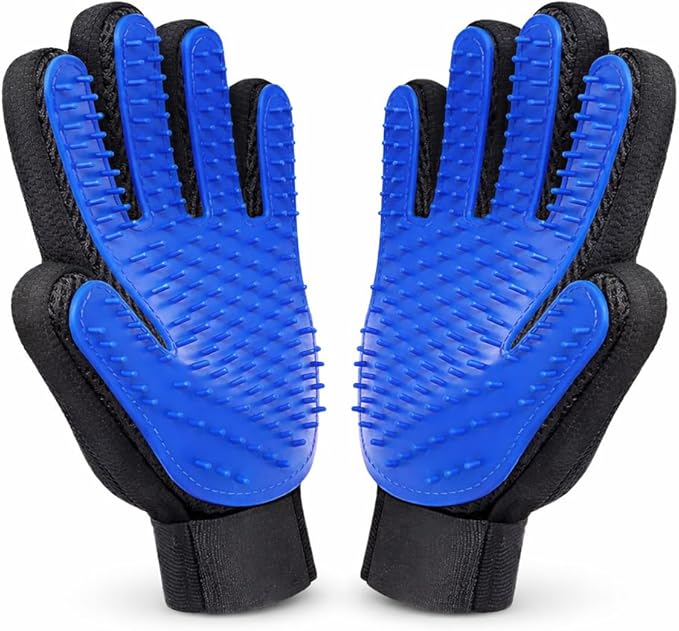 Pet Hair Remover Gloves – Gentle Grooming & Shedding Brush for Dogs, Cats & Horses – Suitable for Long & Short Hair Removal Mitt with Adjustable Wrist Strap Pack of 1