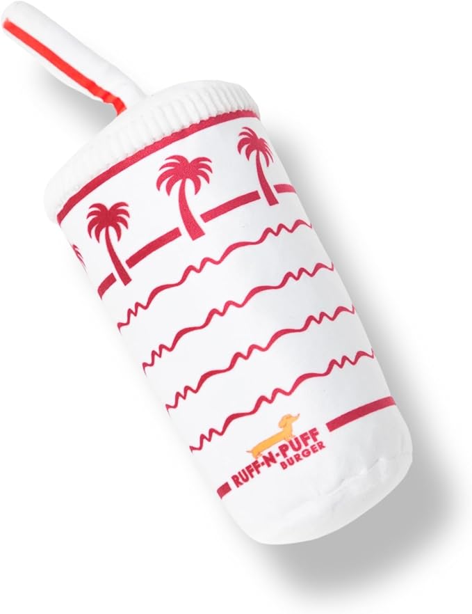 RUFF PUFF Palm Cup Dog Toy - Parody Plush Squeaky Crinkle Pet Toy - Puppy Toys Dog Birthday