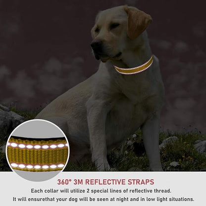 Reflective Dog Collar with Buckle Adjustable Safety Nylon Collars for Small Medium Large Dogs, Brown M