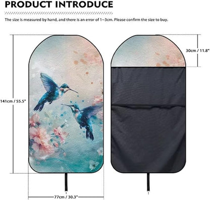 Coldinair Hummingbird Floral Towel Car Seat Cover for Men,Sweat Car Seat Protector After Workout,Gym,Swimming,Anti-Slip Universal Car Seat Covers for Truck,Van,SUV