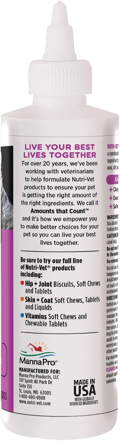 Nutri-Vet Ear Cleanse for Dogs, Liquid Ear Cleanser with Soothing Aloe and Salicylic Acid, Removes and Cleans Wax, Dirt, and Debris, Deodorizes, and Itch Relief, Gentle Veterinarian Formulated, 8oz