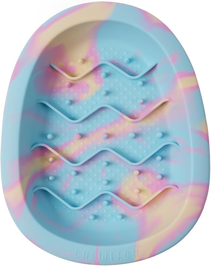 CHEWFFON Easter Dog & Cat Lick Mat Bowls, BPA-Free Silicone Slow Feeder Bowl with Suction Cups, Non Slip Pet Food Bowl Reduces Boredom and Anxiety, Dishwasher Safe, Rainbow