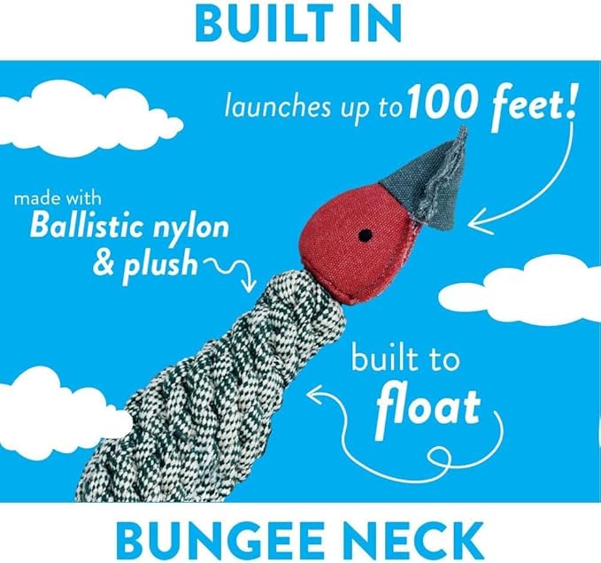 Spunky pup Fly & Fetch Dog Toy - Durable, Floating, Interactive Bungee Launcher for Fetch and Water Play, Rope Duck