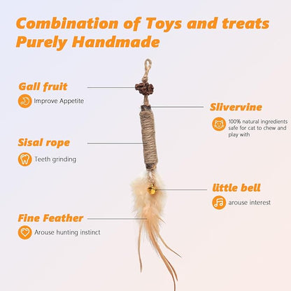 Cat Toys 24 PCS, Interactive Cats Toys for Indoor Cat, Speedy Tail 2.0 Cat Toy, Silvervine Sticks Feather Mouse Toy for Kittens