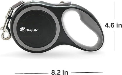 OUTnWILD Retractable Dog Leash, 16 ft Heavy Duty Dog Leash for Large Breeds/Pets Up to 110 lbs, 360° Tangle Free Design with One Touch Quick-Lock Braking System & Anti-Slip Handle. (Black, L)