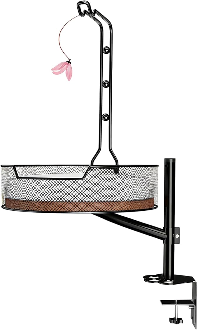Desk Hammock for Cat with Height Adjustable Lounging Bed Perch Breathable Cloth Resting Bed Hammock