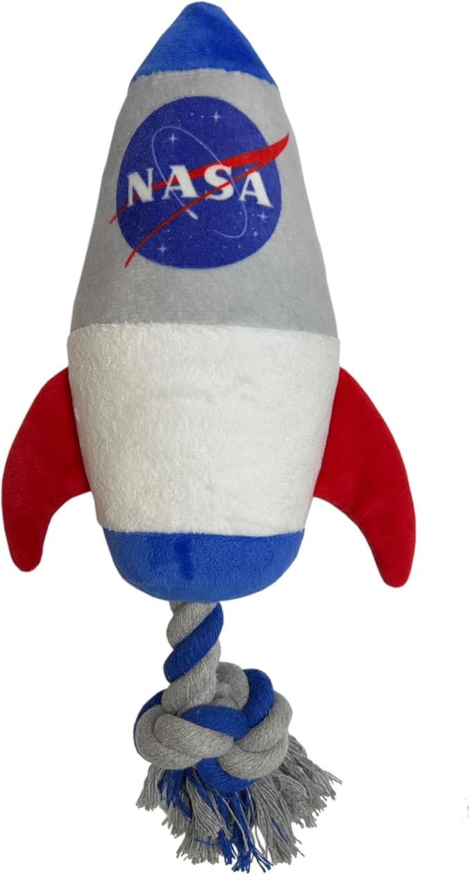 Pets First NASA Rocket Rope Dog Toy, Rocketship Toy for Dogs and Cats with NASA Logo and Design