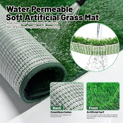 High Walls Dog Litter Box with Artificial Grass Waterproof PVC Liner - Image 5
