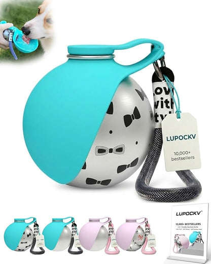 Dog Water Bottle with Bowl 2-in-1 Portable Dog Bottle Pet Travel Hydration Dispenser Container Cup Drinking Outdoor Leak Proof Built in Design Lightweight Easy Carry for Walking Hiking