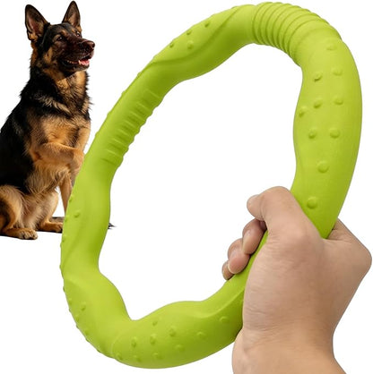 LaRoo Dog Toys for Medium/Large Dogs, Floatable Dog Flying Discs 3 Sizes Tug Toy, Interactive and Tug of War Ring Toy, Funny Fetch Teething Toys (Green, 11.8“)