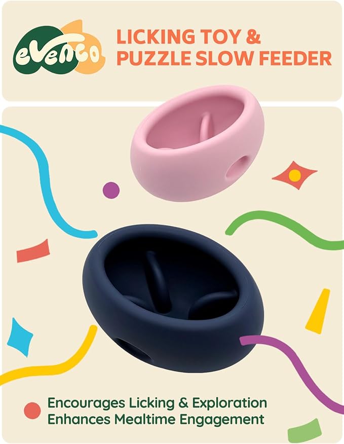 2-in-1 Dog Enrichment Toy & Slow Feeder - Interactive Freeze Licking Bowl and Treat Dispenser for Dogs, Relieves Boredom and Anxiety, Navy Blue