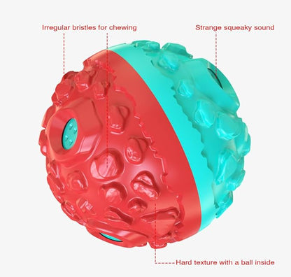 CYBERNOVA Interactive Dog Toys,Dog chew Ball, Fun Squeaky Sound Ball for Small Medium Large Breeds (red+Blue)