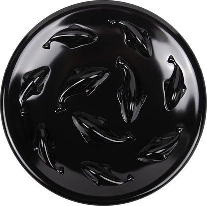 Slow Feeder Bowl for Cats and Small Dogs,Cilkus Fish Pool Design, Fun Interactive Bloat Stop Puzzle Feeder Bowl Healthy Eating Diet Made of Melamine Food Grade Material Dishwasher Safe (Black)