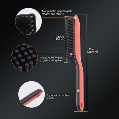 SPTA Pet Hair Brush, 2Pcs Pet Hair Removal Brush,Triangular Wedge Tip,Rubber Bristles to Trap and Remove Hair,Metal-Free Design,Ergonomic Design Great for Cars,Trucks,SUVs,RVs, Home,Furniture&More
