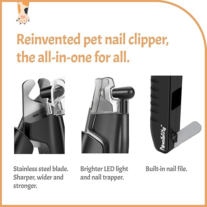 Reinvented Pet Nail Clippers for Your Pal - USB Rechargeable LED Light for Bloodline | Razor Sharp and Durable Blade | Vets Recommended Trimming Tool for Dogs and Cats