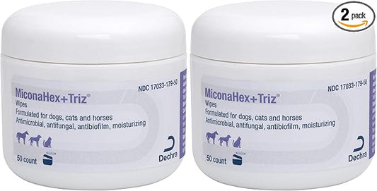 MiconaHex+Triz Wipes,2.25" round for Dogs,Cats and Horses,jar,50 Count (Pack of 2)