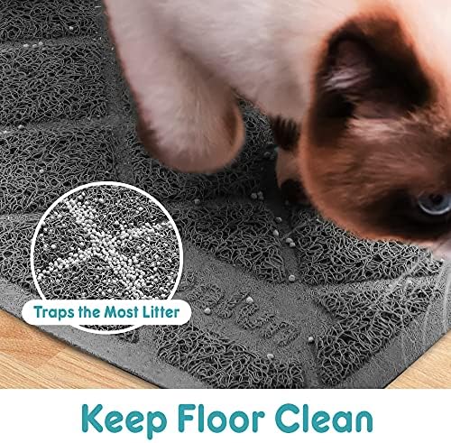 Conlun PVC Cat Litter Mat 24x15 Inch Grey, Non-slip, Less Waste Cat Litter Box Mat, Soft on Kitty’s Paws, Urine Waterproof - Image 3