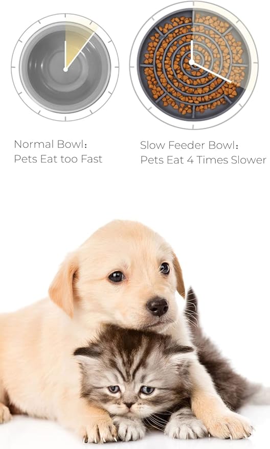 Slow Feeder Bowl,Soft Silicon Rubber Slow Feeder Slow Down Eating Time for Dog Cat Puppy Pet with Stong Suction Cups for Dog Bowls Slow Eating Bowls