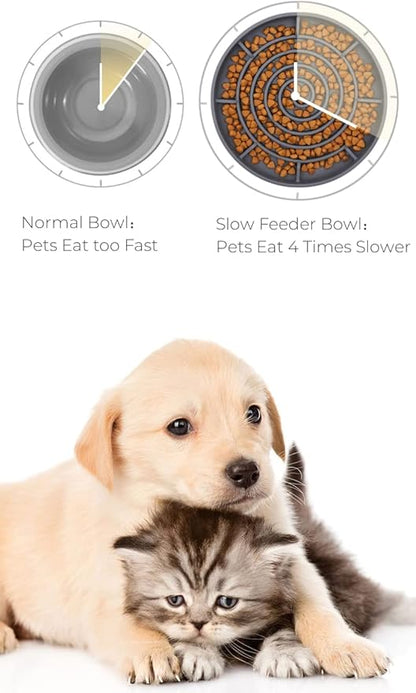 Slow Feeder Bowl,Soft Silicon Rubber Slow Feeder Slow Down Eating Time for Dog Cat Puppy Pet with Stong Suction Cups for Dog Bowls Slow Eating Bowls