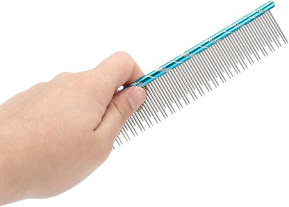 Zerodis Pet Hair Removal Comb, Reusable Stainless Steel, Blue, Cat Grooming, Thick Hair, 16 x 3.3cm/6.3 x 1.3in