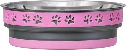 Loving Pets Corsa Dog Bowls- Stainless Steel Dog & Cat Bowls - Spill Proof Dog Food Bowl, Cat Bowl, Puppy Essentials & Pet Supplies Great for Home & Travel (Medium 20-35 lbs, Fiery Pink)