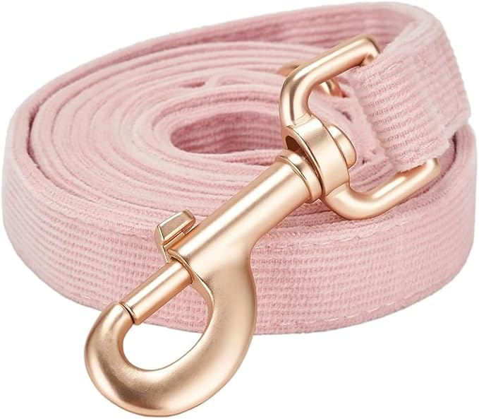 Soft Corduroy Fibric Dog Leash, 5 Feet Length Lead with Heavy Duty Rotating Hook, for Small Medium Dogs.(S,Light Pink)