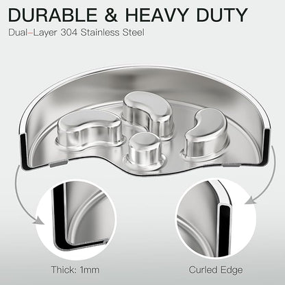 Slow Feeder Dog Bowl-3Cups for Large Breeds, Double Wall Food-Grade Stainless Steel, Heavy Duty with Non-Slip Rubber Base, Puzzle Maze Bowl to Slow Down Eating [2Pack]