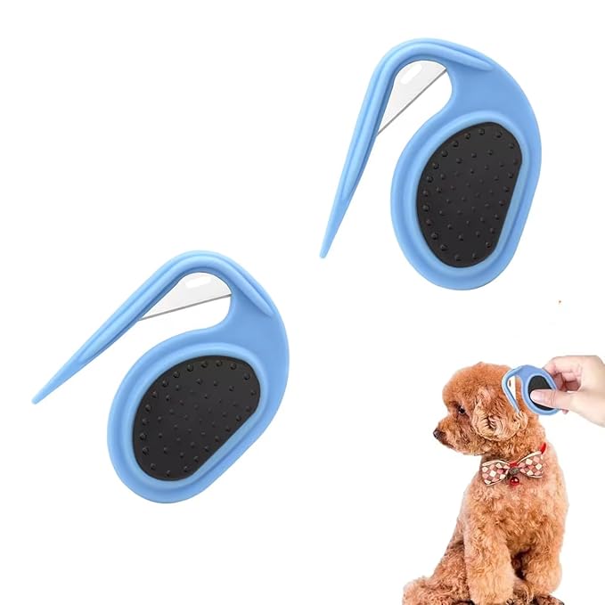 Grooming Knife for Long-Haired Pets - Remove Clumps Pet Knotting Massage Comb,3 In1 Multifunctional Dog Comb For Removing Tangled and Loose Hair (Blue, Large)