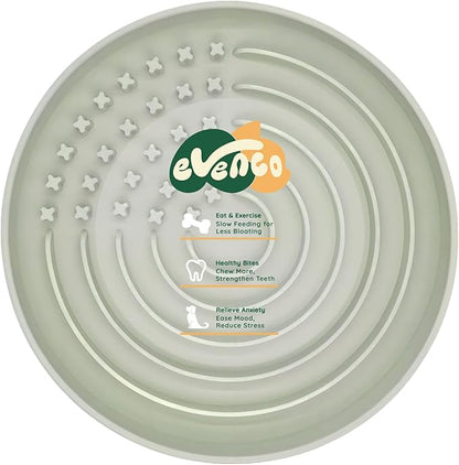 Slow Feeder Dog Bowls, Slowdown Bowl - Puzzle Silicone Dog Feeding Bowls with Suction Cups, Innovative Lick Mat, Healthy Eating, Dishwasher Microwave Safe, Mealtime Challenge, 7.5" x 1.3" Green