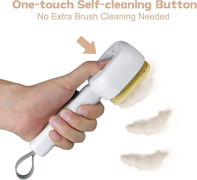 4 in 1 Cat Steam Brush - Self Cleaning Pet Steam Brush for Cat & Dog - Cat Brushes for Shedding with Quiet Motor - Elimination Flying Hair - Keep Your Clothes & Home Clean, White-Yellow